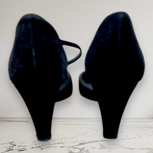 Vintage stuart weitzman Black Tie Satin Heels Shoes Size 8.5/ 39 - Picture 2 of 10